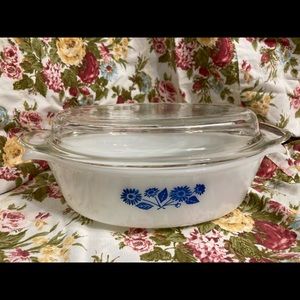 Fire-King Vtg Cornflower Casserole Dish&Lid 1.5 QT